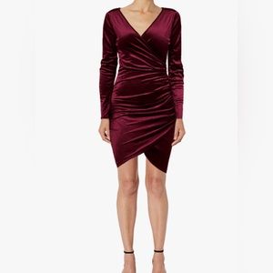 Velvet Long sleeve Wrap and Ruched Party Dress - Never Worn